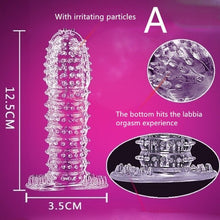 Load image into Gallery viewer, Extension Reusable Condom Penis Sleeve Male Enlargement Time Delay Spike Clit Massager Cover Crystal Clear Condoms Adult Sex Toy
