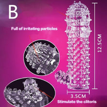 Load image into Gallery viewer, Extension Reusable Condom Penis Sleeve Male Enlargement Time Delay Spike Clit Massager Cover Crystal Clear Condoms Adult Sex Toy