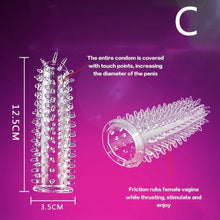 Load image into Gallery viewer, Extension Reusable Condom Penis Sleeve Male Enlargement Time Delay Spike Clit Massager Cover Crystal Clear Condoms Adult Sex Toy