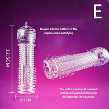 Load image into Gallery viewer, Extension Reusable Condom Penis Sleeve Male Enlargement Time Delay Spike Clit Massager Cover Crystal Clear Condoms Adult Sex Toy